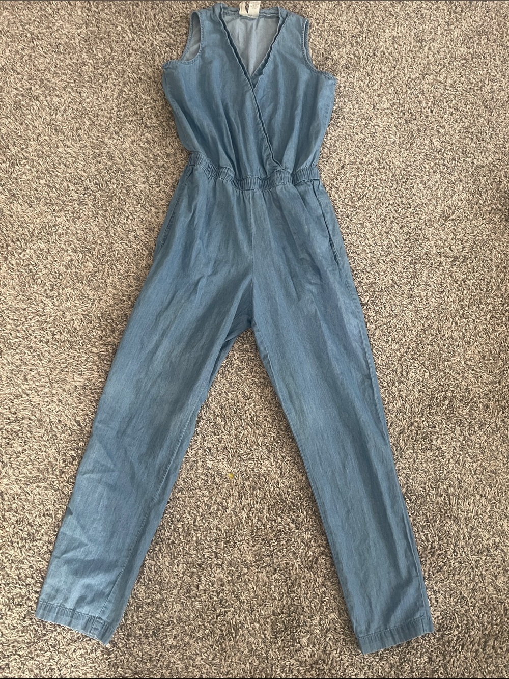 Mimi Chica Light Blue Chambray Jumpsuit